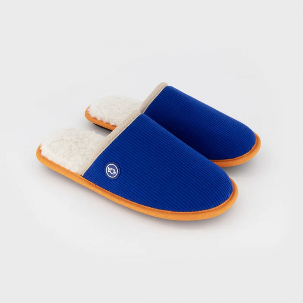 Chaussons en velours cotelé bleu électrique - Billybelt