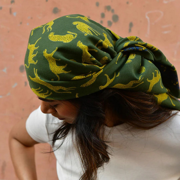 Grand foulard fauve vert - Byzantine