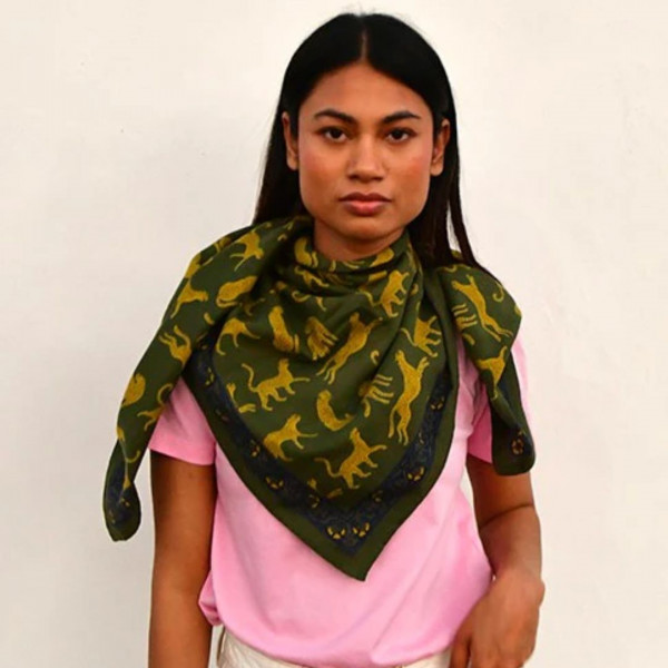 Grand foulard fauve vert - Byzantine