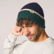 Bonnet en laine marine, vert et beige- Billybelt