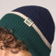 Bonnet en laine marine, vert et beige- Billybelt