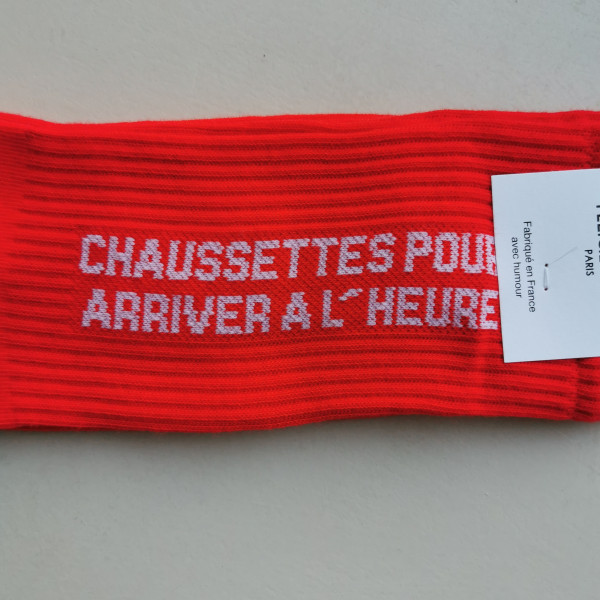 Chaussettes "Pour arriver à l'heure" Rouge - Félicie Aussi