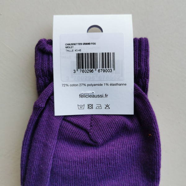 Chaussettes grand fou violet - Félicie Aussi
