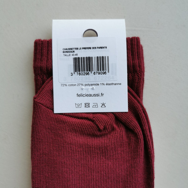 Chaussettes le préféré des parents bordeaux - Félicie Aussi