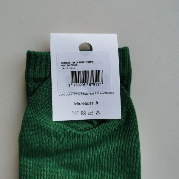 Chaussettes Ca sent le sapin vert - Félicie Aussi