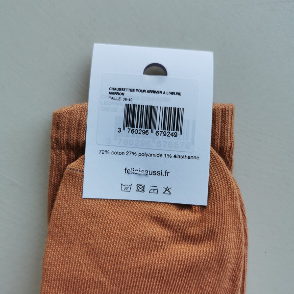Chaussettes Pour arriver à l'heure marron - Félicie Aussi