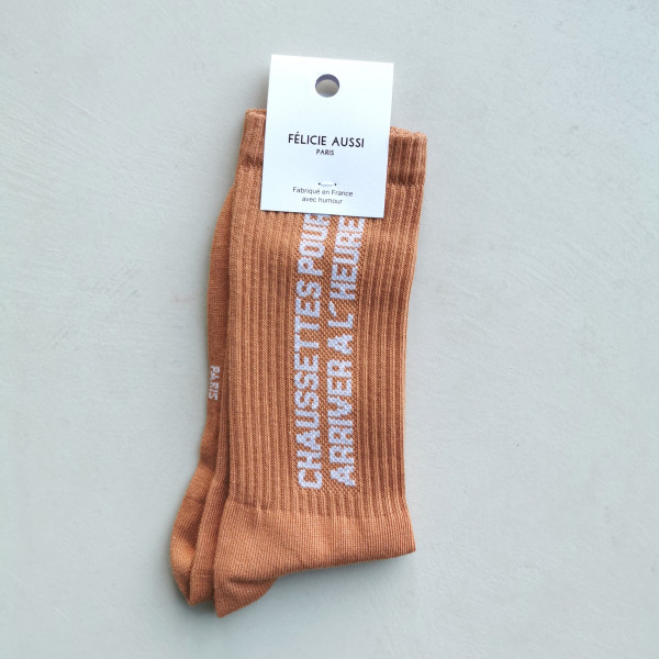 Chaussettes Pour arriver à l'heure marron - Félicie Aussi
