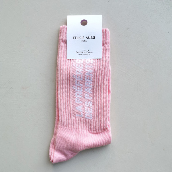 Chaussettes La préférée des parents rose - Félicie Aussi