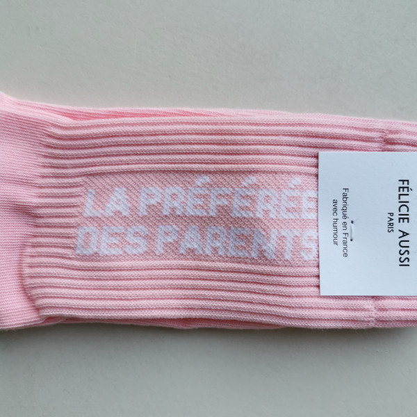 Chaussettes La préférée des parents rose - Félicie Aussi