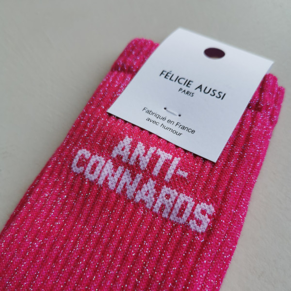 Chaussettes Anticonnards paillettes rose - Félicie Aussi