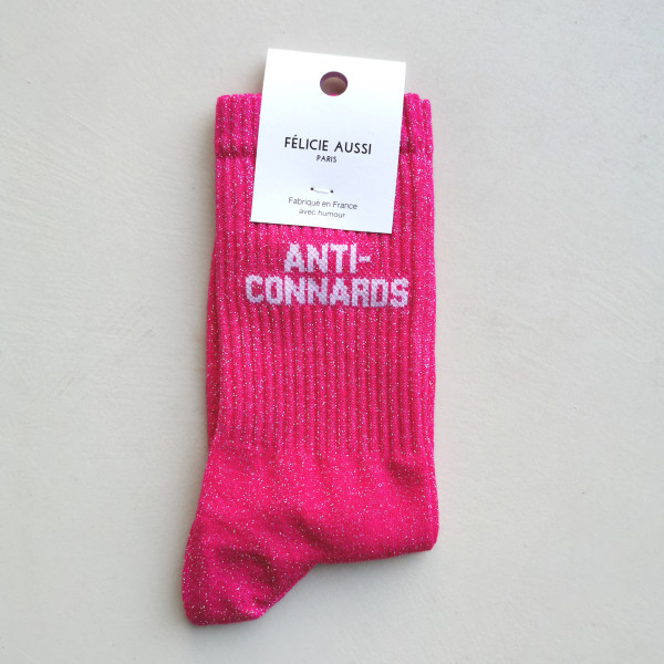 Chaussettes Anticonnards paillettes rose - Félicie Aussi
