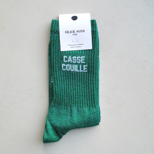Chaussettes Casse couille paillettes vert - Félicie Aussi