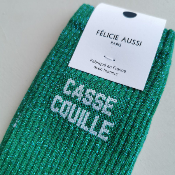 Chaussettes Casse couille paillettes vert - Félicie Aussi