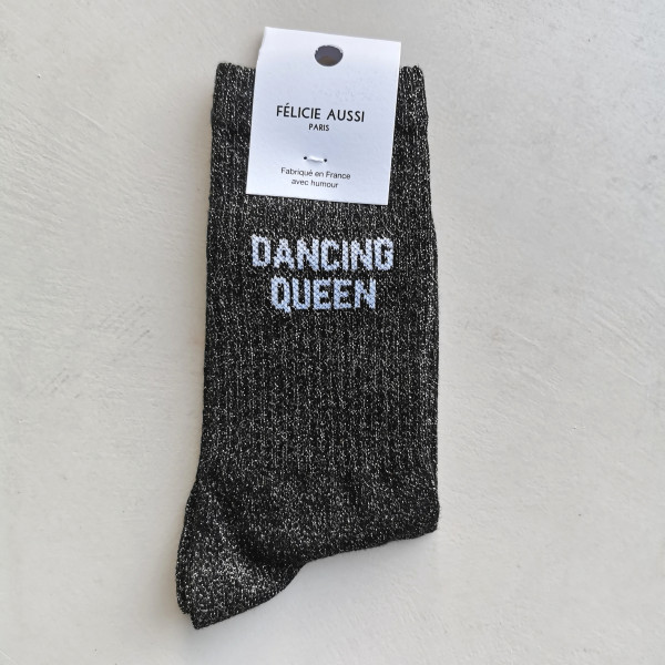 Chaussettes Dancing Queen paillettes noir- Félicie Aussi