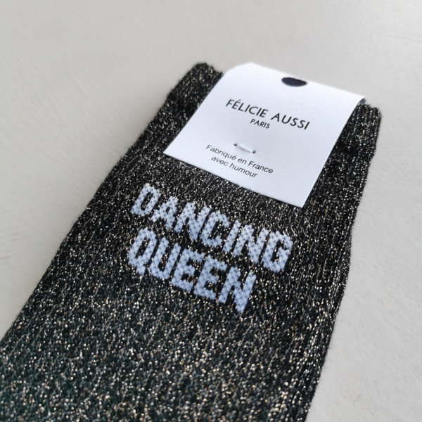 Chaussettes Dancing Queen paillettes noir- Félicie Aussi