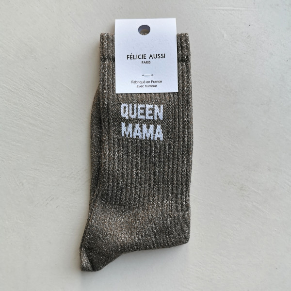 Chaussettes Queen mama paillettes marron- Félicie Aussi