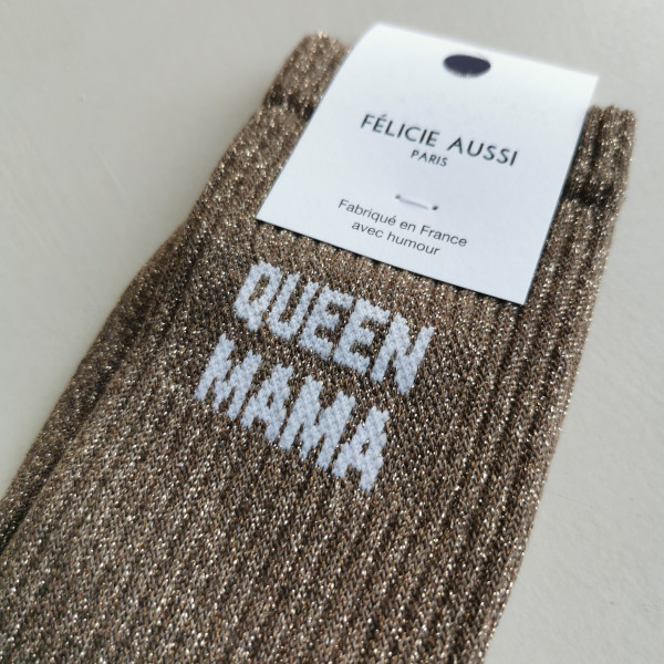Chaussettes Queen mama paillettes marron- Félicie Aussi