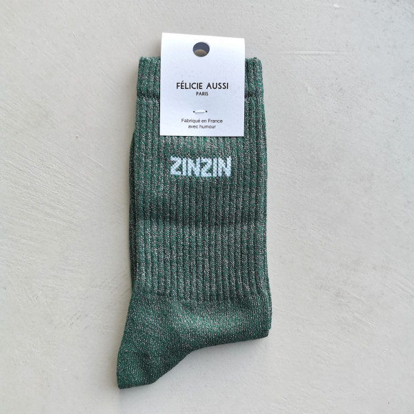Chaussettes  Zinzin paillettes vert- Félicie Aussi