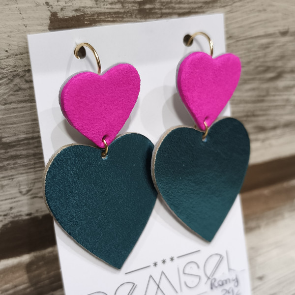 Boucles d'oreilles Romy bicolore fushia / paon - Demisel