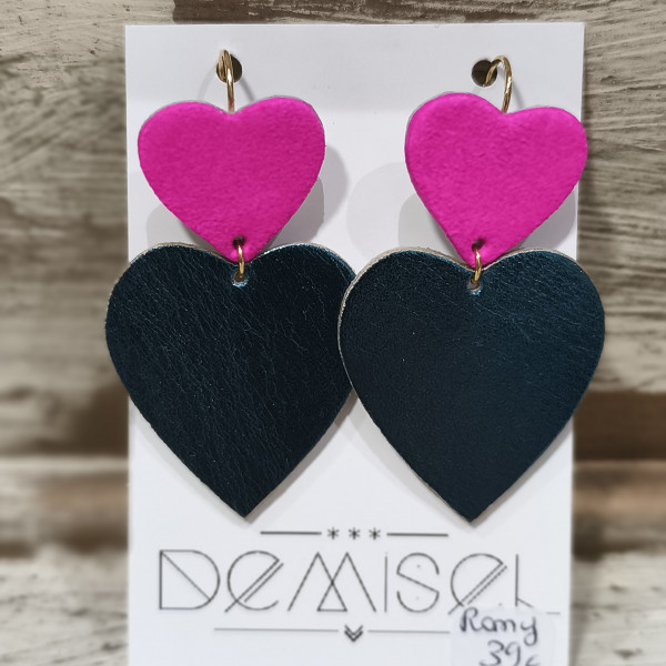Boucles d'oreilles Romy bicolore fushia / paon - Demisel