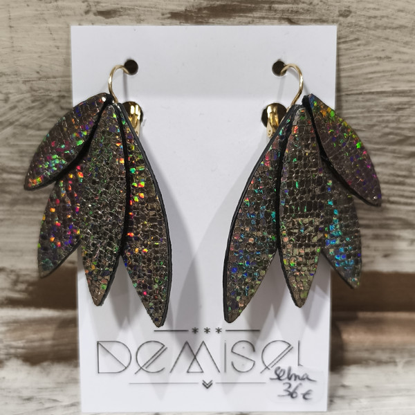Boucles d'oreilles Selma carbone irisé - Demisel