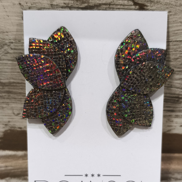 Boucles d'oreilles Odette carbone irisé - Demisel