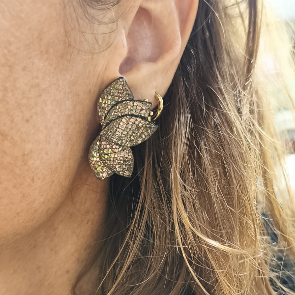 Boucles d'oreilles Odette carbone irisé - Demisel