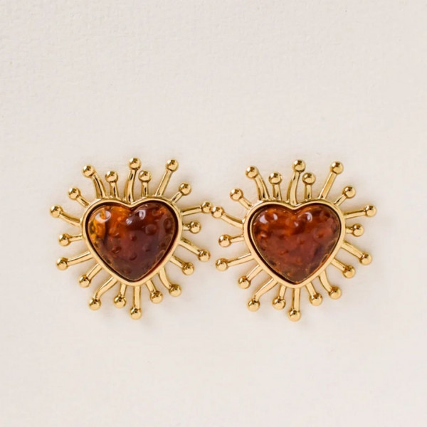 Boucles d'oreilles Milis marron - Coquerico
