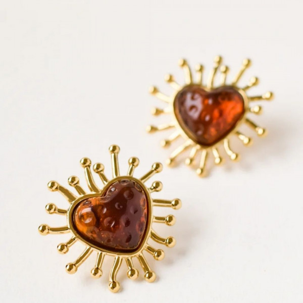 Boucles d'oreilles Milis marron - Coquerico