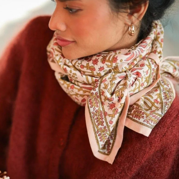 Foulard Palmyre rose poudré - Bellemme