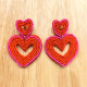 Boucles d'oreilles perles Double Cœur Rose  - Coquerico