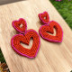 Boucles d'oreilles perles Double Cœur Rose  - Coquerico