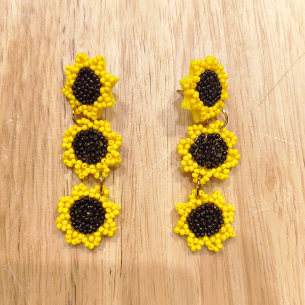 Boucles d'oreilles perles Tournesols  - Coquerico