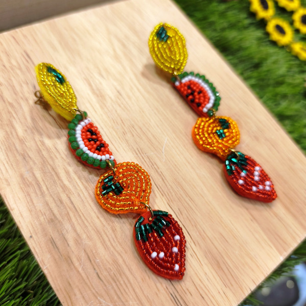 Boucles d'oreilles perles multifruits - Coquerico