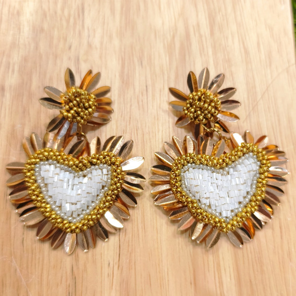 Boucles d'oreilles Cuore Blanc - Coquerico