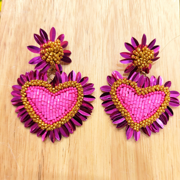 Boucles d'oreilles Cuore Rose - Coquerico