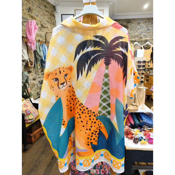 Chemise imprimée Guépard Vichy Jaune - Coquerico