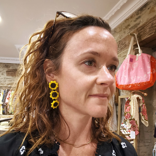 Boucles d'oreilles perles Tournesols  - Coquerico