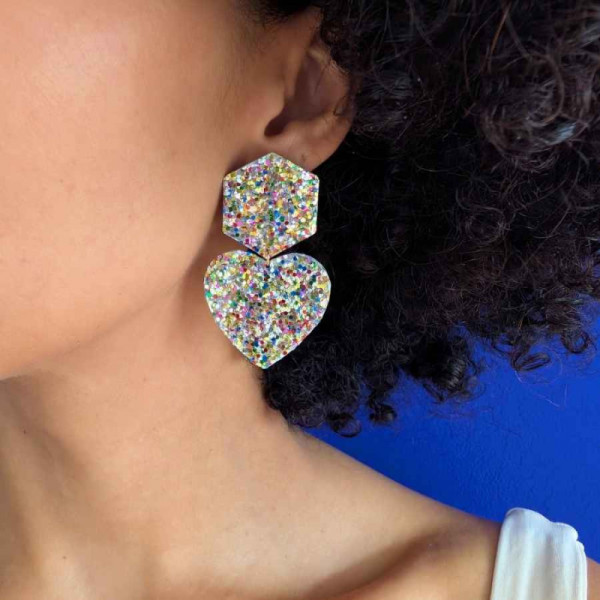 Boucles d'oreilles Aimée paillettes confettis - Demisel