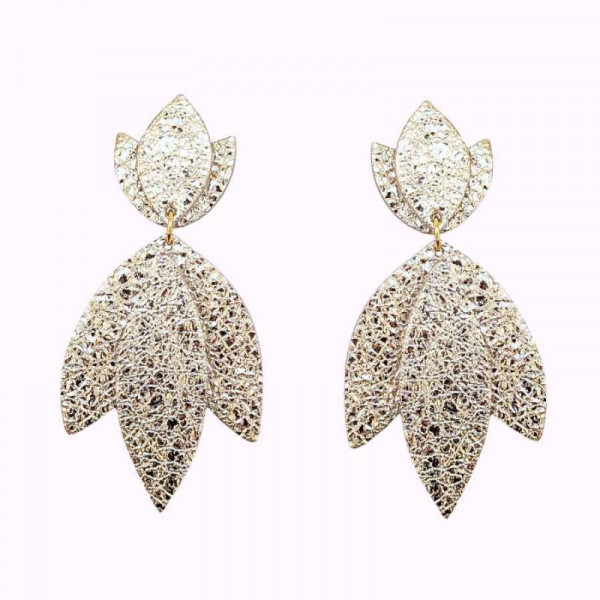 Boucles d'oreilles Flora or blanc - Demisel