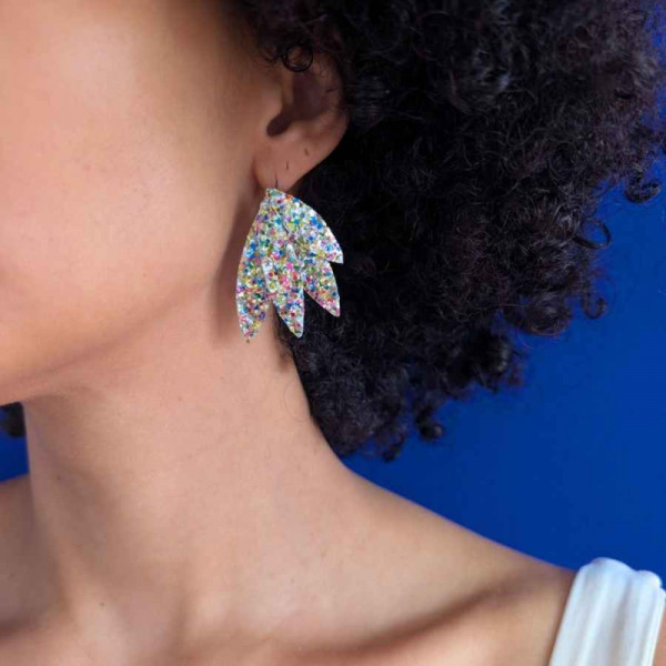 Boucles d'oreilles Selma paillettes confettis- Demisel