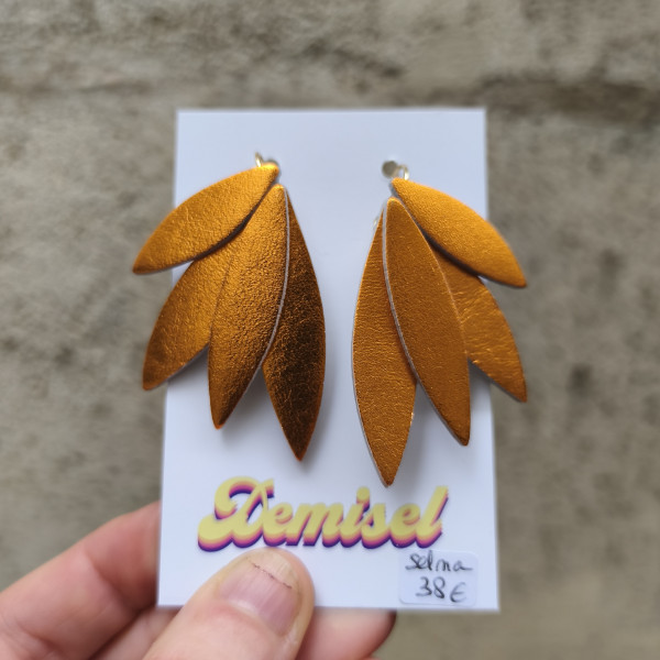 Boucles d'oreilles Selma orange métallisé- Demisel
