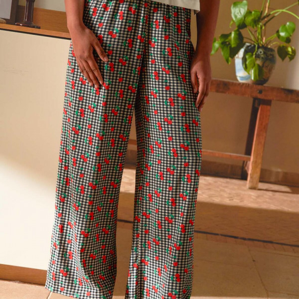 Pantalon Vichy cerise noir  -We Are Jolies