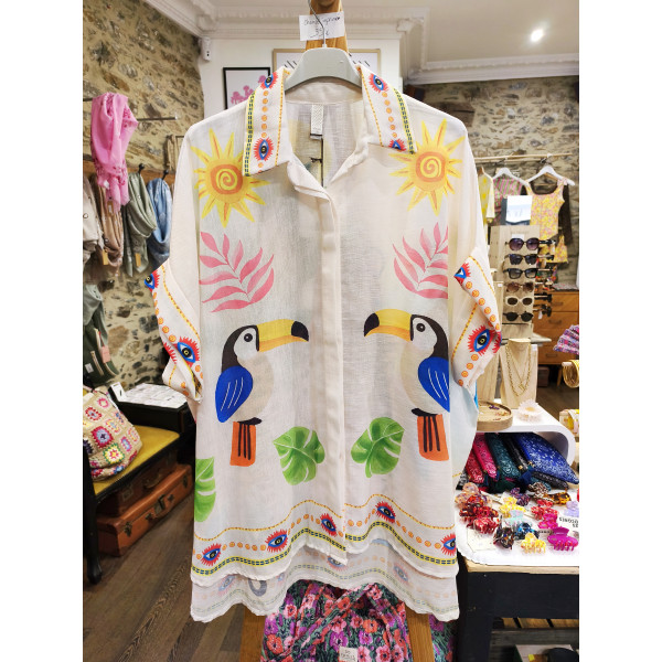 Chemise imprimée tropicale - Coquerico
