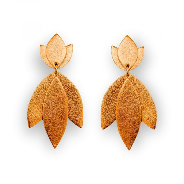 Boucles d'oreilles Flora orange métallisé   - Demisel