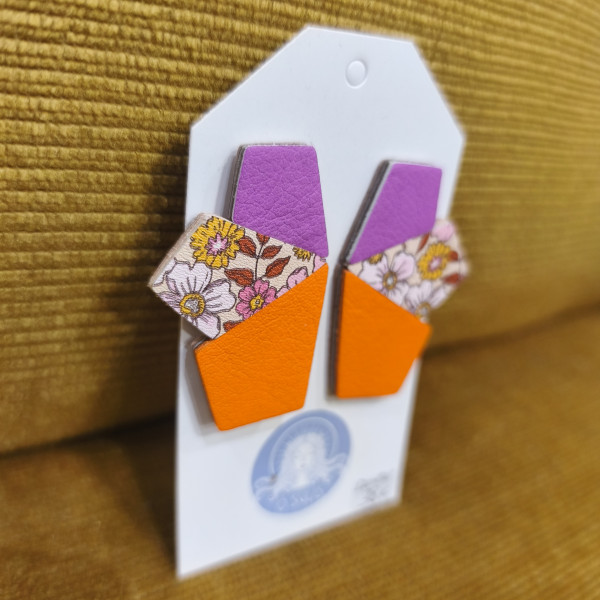 Boucles d'oreilles demeter orange fushia fleuri  -  ô Sulis
