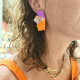 Boucles d'oreilles demeter orange fushia fleuri  -  ô Sulis