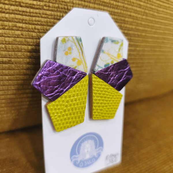 Boucles d'oreilles demeter jaune violet -  ô Sulis