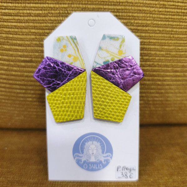 Boucles d'oreilles demeter jaune violet -  ô Sulis