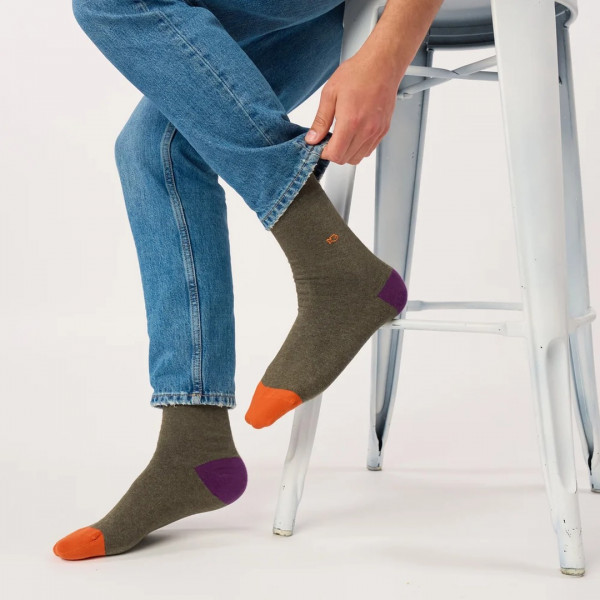 Chaussettes  unies kaki chiné  - Billybelt